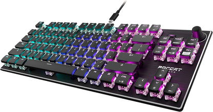 Vulcan TKL Mechanical PC Tactile Gaming Keyboard, Compact, Tenkeyless, Titan Switch Optical, RGB AIMO Lighting, Anodized Aluminum Top Plate, Detachable USB-C Cable, Low Profile Design, Black