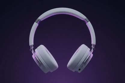 Foldable wireless Bluetooth over-ear headphones unfolded, white